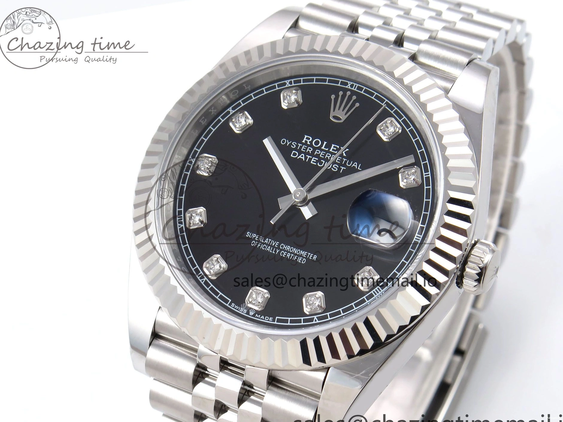 Jubilee 126334 A3235 Best 41 Edition EWEF DateJust Black Dial Diamonds Bracelet on 0201